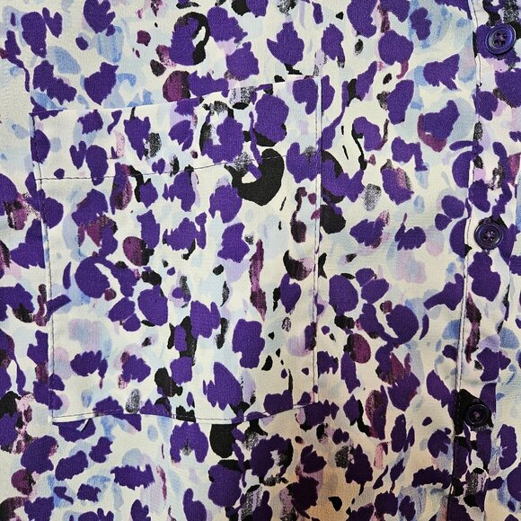 Catherines Blouse Womens 2X purple boxy polyester knit 3/4 sleeves career modest - Picture 5 of 10